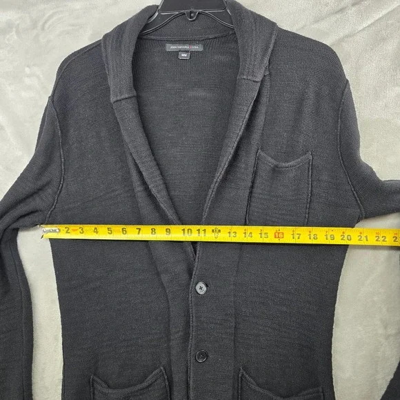 John Varvatos Cardigan Mens Medium Black‎ Cotton Linen Shawl Collar Sweater